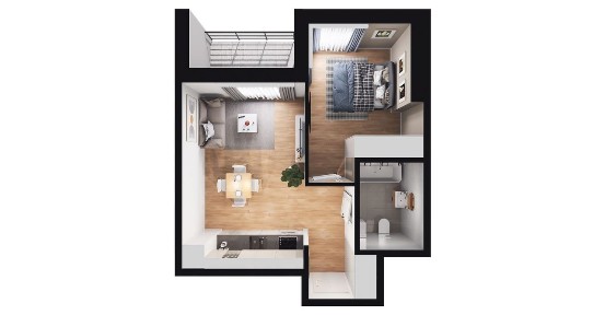2-pokojowe mieszkanie 38m2 + loggia