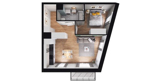 2-pokojowe mieszkanie 42m2 + balkon
