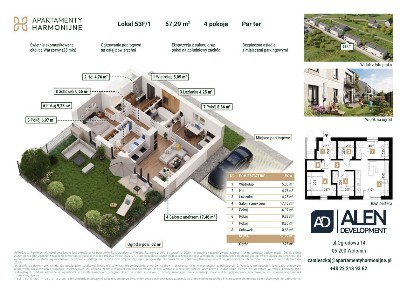 4 pokojowe mieszkanie z balkonem i ogródkiem | duży salon 17,46 m²