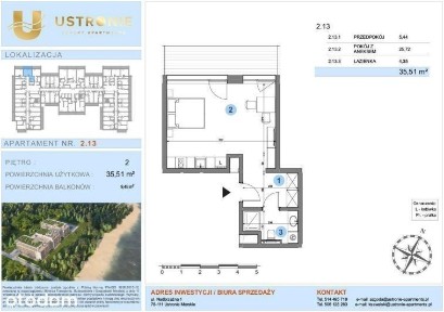 1-pokojowe mieszkanie 32m2 + balkon Bezpośrednio