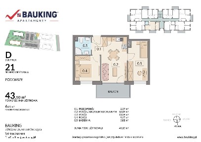 Apartament Bauking 45 m2, z balkonem - DOSTĘPNE OD RĘKI- Jarocin