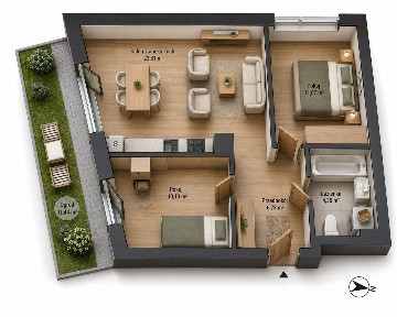 Na sprzedaż mieszkanie 55,50 m2, 3 pokoje, Katowice Koszutka
