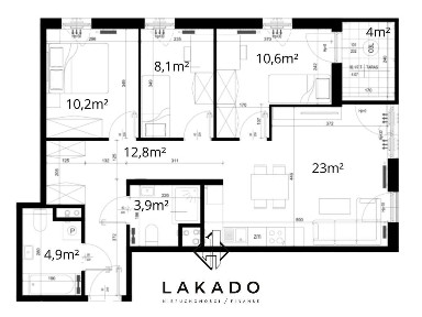 3 duże sypialnie i salon z kuchnią