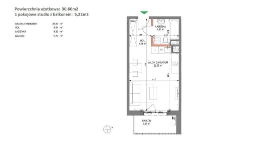 Nowoczesne studio z balkonem w ok. Bulwary Wiślane