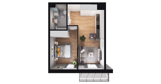 2-pokojowe mieszkanie 39m2 + balkon