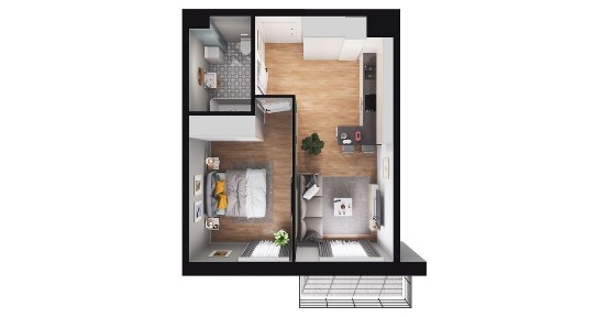 2-pokojowe mieszkanie 39m2 + balkon