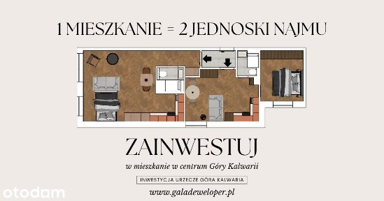 1 mieszkanie = dwie jednostki najmu ZAINWESTUJ w centrum Góry Kalwarii