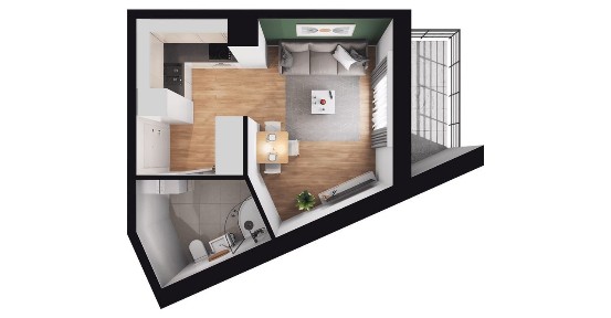 1-pokojowe mieszkanie 25m2 + balkon
