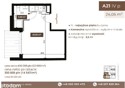 Kawalerka| 25 m²|Ostatnie piętro| Kameralnie| Wysokie wnętrze 3,5m