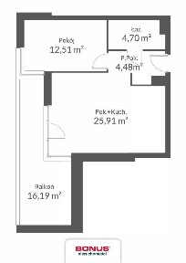 2 pok. z bardzo dużym balkonem - nowe