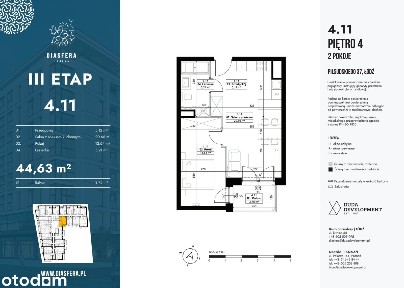 2-pokojowe mieszkanie 41m2 + balkon