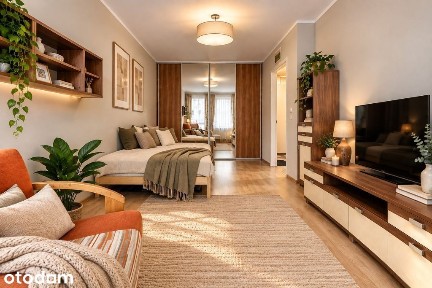 duża kawalerka | rozkład | balkon | opcja 2 pokoi