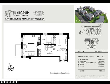 3-pokojowe mieszkanie 65m2 + balkon