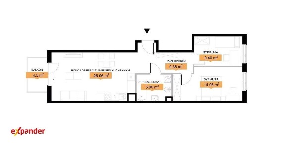 Mieszkanie 3-pokojowe z garderobą, balkon loggia.