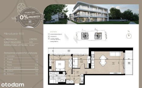 Mieszkanie 3 Pokoje 57m2 Czyżkówko