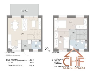 Nowoczesny dom szeregowy z ogródkiem | 54,95 m² |