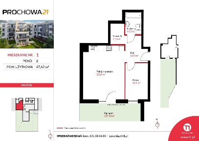 2-pokojowe mieszkanie 47m2 + ogródek