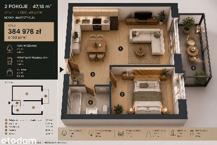 2 POKOJE | 47,18 m² | 1 PIĘTRO | Widzew | miejsce parkingowe| 0%