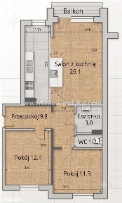 Księga Wiecz. Mieszkanie 3 Pokoje, Balkon Piwnica