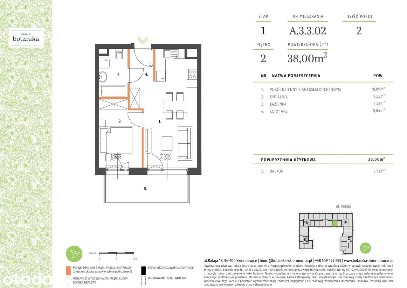 2-pokojowe mieszkanie 38m2 + balkon