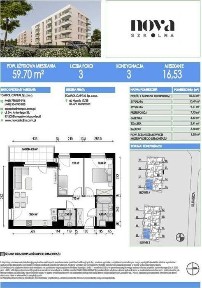 Nowe mieszkanie | Nova Szkolna Drzewica | Etap II | 59,70m2 | Balkon 6,58 m2 | Zarezerwuj