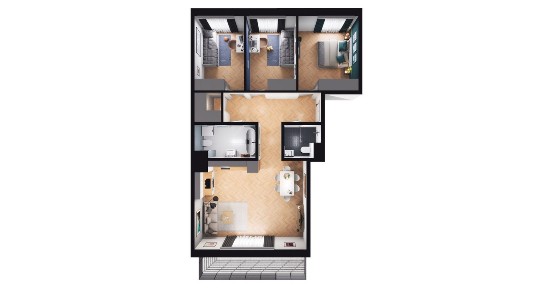 4-pokojowe mieszkanie 82m2 + loggia Bezpośrednio