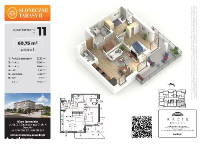 3-pokojowe mieszkanie 60m2 Bez Prowizji