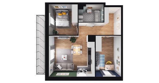 3-pokojowy apartament inwestycyjny 49m2 + balkon