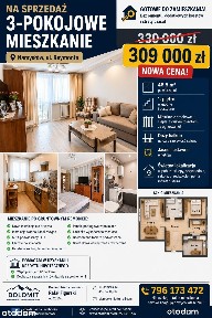Nowa cena 3 pokoje | 46,5 m² | 1 piętro | Po remoncie | Balkon.
