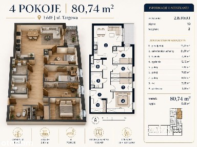 Nowoczesne mieszkanie w nowym centrum Łodzi | Fabryczna | 5 pokoi