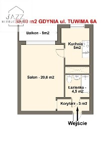Gdynia Karwiny ul. Tuwima, 33,10 m2, 1 pokój widok