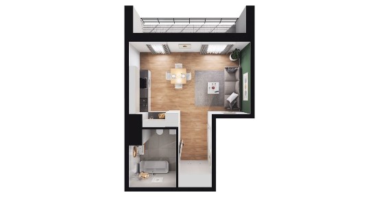 1-pokojowe mieszkanie 28m2 + loggia