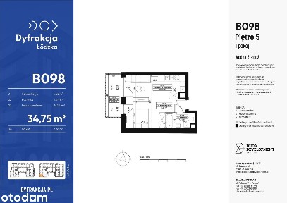 1-pokojowe mieszkanie 34m2 + balkon