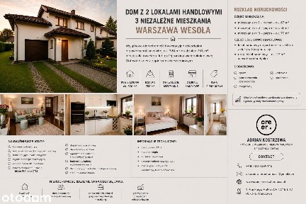 Dom z 2 lokalami handlowymi | 3 niezależne mieszkania | Wesoła