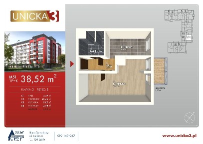 1-pokojowe mieszkanie 38m2 + balkon Bezpośrednio