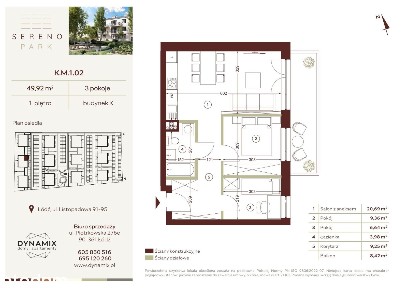 3-pokojowe mieszkanie 49m2 + balkon