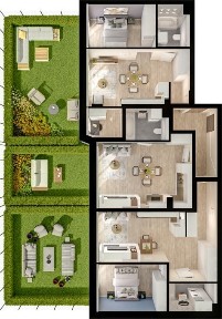1.M.01 | 120,15 m² | 5 pokoi lub pakiet inwestycyjny | Krzyki- Gaj