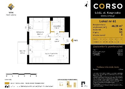 2-pokojowe mieszkanie 46m2 + balkon