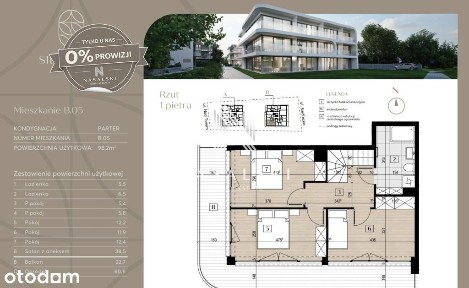 Mieszkanie 4 Pokoje 98m2 dwupoziomowe z ogródkiem