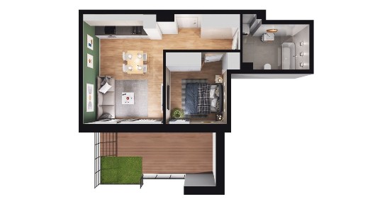 2-pokojowe mieszkanie 40m2 + ogródek
