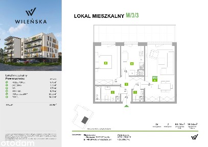 2-pokojowe mieszkanie | 61 m2 | Balkon