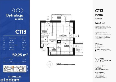 3-pokojowe mieszkanie 63m2 + balkon Bezpośrednio