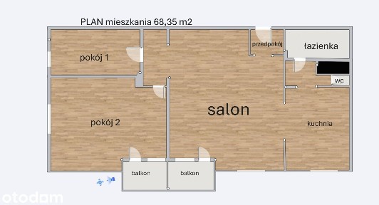 Przestronne 3 pokojowe mieszkanie Osiedle Paderewskiego 68 m2