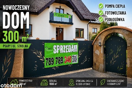 Dom 352 m² Psary koło Katowic, POMPA CIEPŁA, fotowoltaika, podłogówka