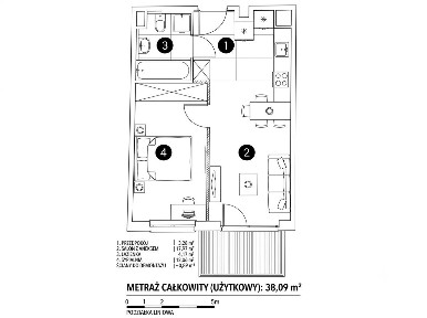 2-pokojowe mieszkanie 38,09 m² w stanie deweloperskim, Rataje