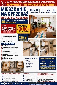 Nowa cena. 2 pokoje | 41,32 m² | Balkon | 10. piętro | ul. Koszyka