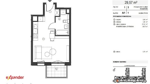 Kawalerka 30m2 + balkon/ Grunwald