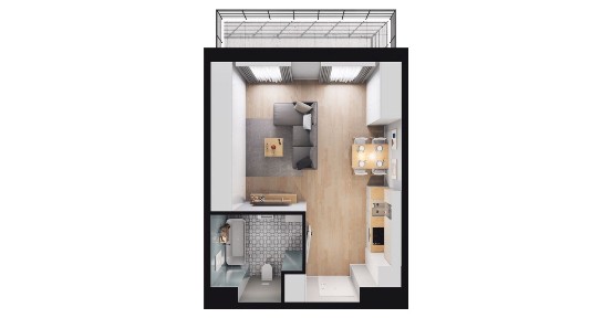 1-pokojowe mieszkanie 35m2 + loggia