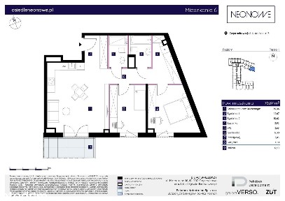 Mieszkanie nr 41 | 3 pokoje | 74,34 m² | Centrum | Osiedle Neonowe