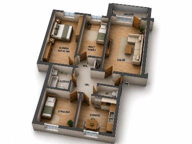 Przestronne 4 pok z dużym balkonem 71,6 m² do remontu os. pomorskie slaskie wizualizacja